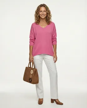 Pullover V-Ausschnitt in  pink von Selected Touch (Bild 3)