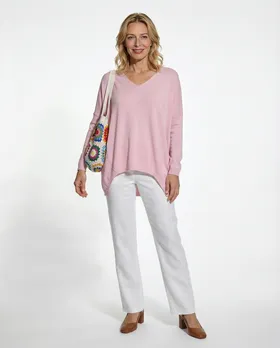 Pullover V-Ausschnitt in  rosa von Moda Italia (Bild 3)