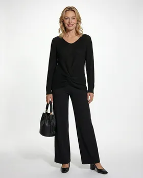 Pullover V-Ausschnitt in  schwarz von Made in Italy (Bild 3)