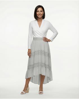 Rock mit Seide und Spitze in  grau von Made in Italy (Bild 3)