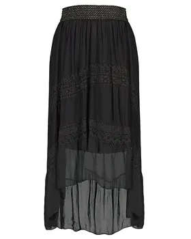 Rock mit Seide und Spitze in  schwarz von Made in Italy (Bild 1)