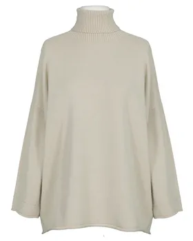 Rollkragenpullover Kastenform in  beige von Made in Italy (Bild 1)