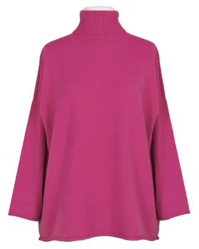 Rollkragenpullover Kastenform in  pink von Made in Italy (Bild 1)