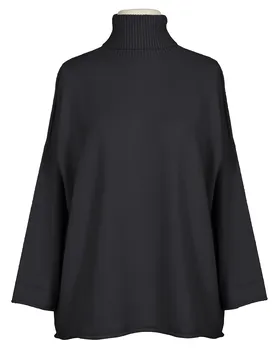 Rollkragenpullover Kastenform in  schwarz von Made in Italy (Bild 1)