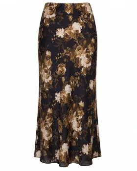 Satin Rock Blumenmuster in  schwarz von Made in Italy (Bild 1)