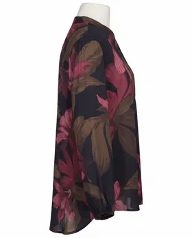 Satinbluse Floral in  schwarz-bordeaux von Made in Italy (Bild 2)