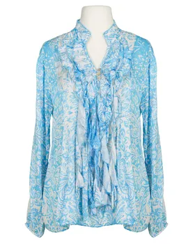 Satinbluse mit Seide Floral in  blau von Made in Italy (Bild 1)