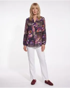 Satinbluse mit Seide Floral in  bunt von Made in Italy (Bild 3)