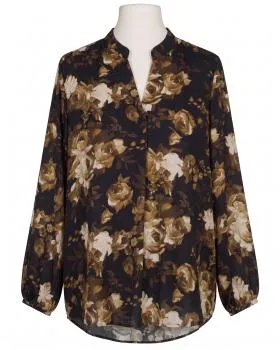 Satinbluse mit Seide Floral in  schwarz von Made in Italy (Bild 1)