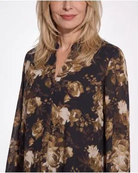 Satinbluse mit Seide Floral in  schwarz von Made in Italy (Bild 4)