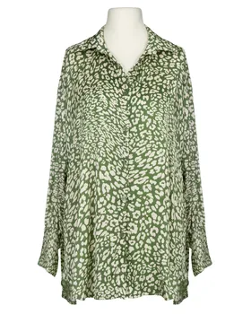Satinbluse mit Seide Leo Print in  oliv von Made in Italy (Bild 1)