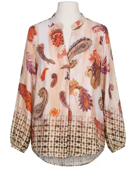 Satinbluse Paisleymuster in  beige von Sarah (Bild 1)