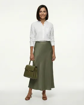 Satinrock mit Seide in  khaki von Selected Touch (Bild 2)