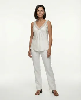 Satintop mit Spitze in  beige von Made in Italy (Bild 3)
