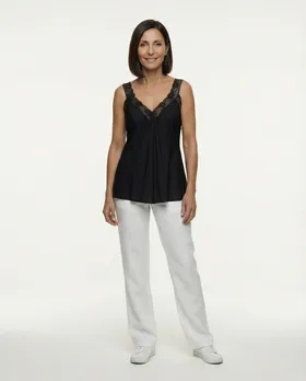 Satintop mit Spitze in  schwarz von Made in Italy (Bild 2)