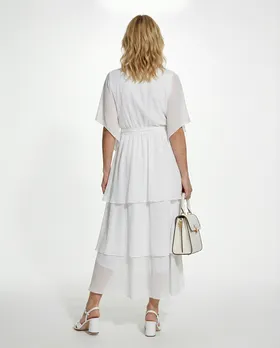 Seidenkleid mit Volant in  wei� von Made in Italy (Bild 4)
