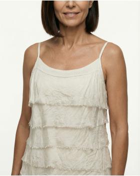 Seidentop mit Volant in  beige von Spaziodonna (Bild 4)