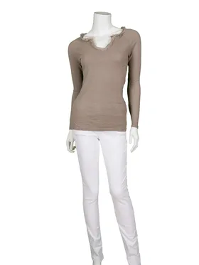 Shirt langarm in  taupe von fashion made in italy (Bild 2)