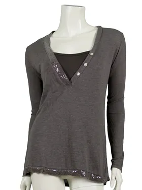 Shirt mit Pailletten 2-tlg. in  braun von Diana (Bild 1)