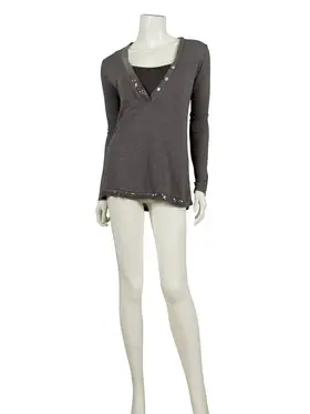 Shirt mit Pailletten 2-tlg. in  braun von Diana (Bild 2)