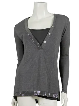 Shirt mit Pailletten 2-tlg. in  grau von Diana (Bild 1)