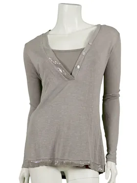 Shirt mit Pailletten 2-tlg. in  braun von Diana (Bild 1)