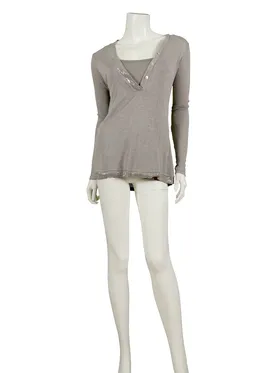 Shirt mit Pailletten 2-tlg. in  braun von Diana (Bild 2)