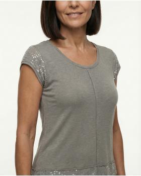 Shirtkleid mit Pailletten in  braun von Miss Carla (Bild 4)