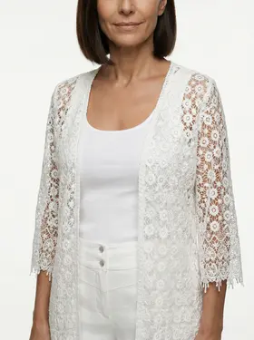 Spitzen Cardigan mit Seide in  wei� von Spaziodonna (Bild 3)