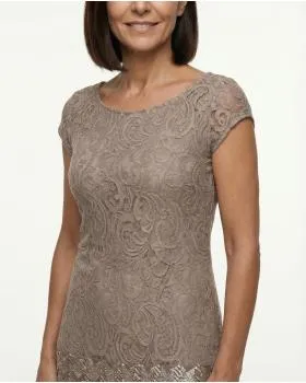 Spitzenkleid Pailletten in  braun von Spaziodonna (Bild 2)