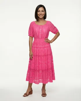 Spitzenkleid Baumwolle in  pink von H. Trend (Bild 3)