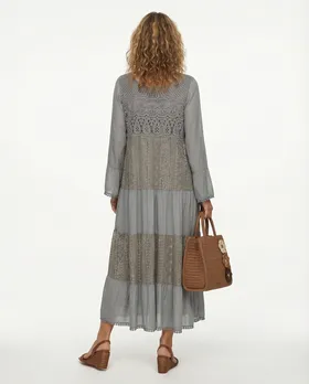Spitzenkleid mit Seide in  braun von Spaziodonna (Bild 4)