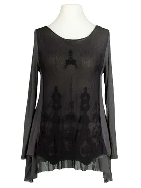 Spitzenshirt mit Seide in  schwarz von Spaziodonna (Bild 1)
