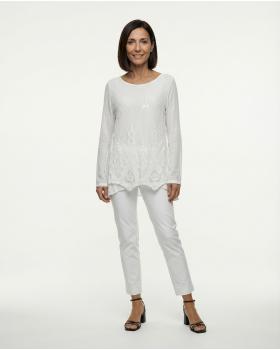 Spitzenshirt mit Seide in  weiss von Spaziodonna (Bild 3)