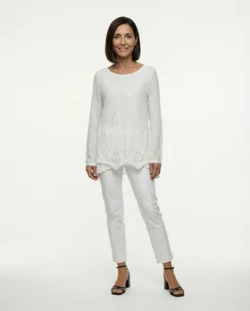 Spitzenshirt mit Seide in  wei� von Spaziodonna (Bild 3)