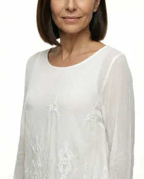 Spitzenshirt mit Seide in  wei� von Spaziodonna (Bild 4)