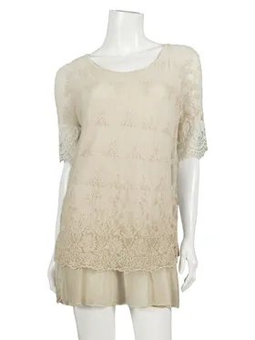 Spitzentunika mit Seide in  beige von Spaziodonna (Bild 1)