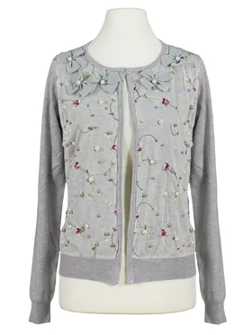 Strickjacke Bl�tenstickerei in  grau von Lamer & Co (Bild 1)