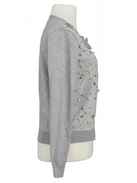 Strickjacke Bl�tenstickerei in  grau von Lamer & Co (Bild 2)