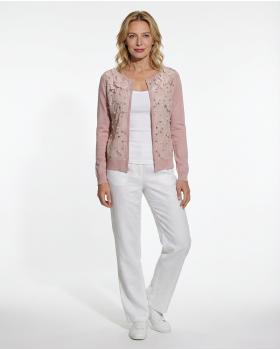 Strickjacke Bl�tenstickerei in  rosa von Lamer & Co (Bild 3)