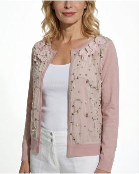 Strickjacke Bl�tenstickerei in  rosa von Lamer & Co (Bild 5)