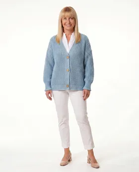 Strickjacke Grobstrick in  hellblau von Made in Italy (Bild 3)