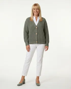 Strickjacke Grobstrick in  khaki von Made in Italy (Bild 3)
