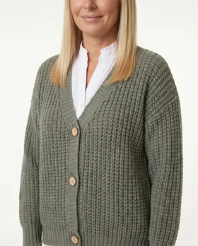 Strickjacke Grobstrick in  khaki von Made in Italy (Bild 4)
