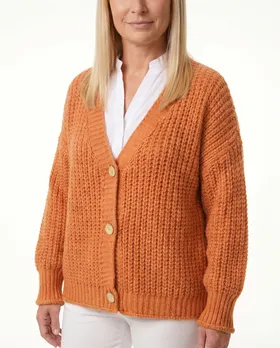 Strickjacke Grobstrick in  orange von Made in Italy (Bild 4)