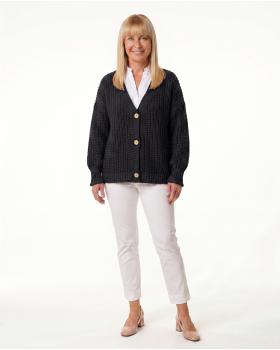 Strickjacke Grobstrick in  schwarz von Made in Italy (Bild 3)