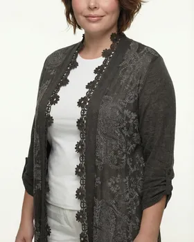 Strickjacke H�kelspitze in  braun von Be Charnelle (Bild 3)