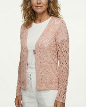 Strickjacke mit Ajourmuster in  rosa von Diana (Bild 3)