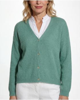 Strickjacke mit Alpaka in  aqua von Made in Italy (Bild 4)