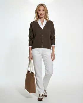 Strickjacke mit Alpaka in  braun von Made in Italy (Bild 3)